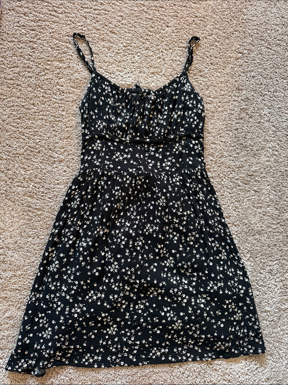 Garage Black Mini Dress with White Floral Print